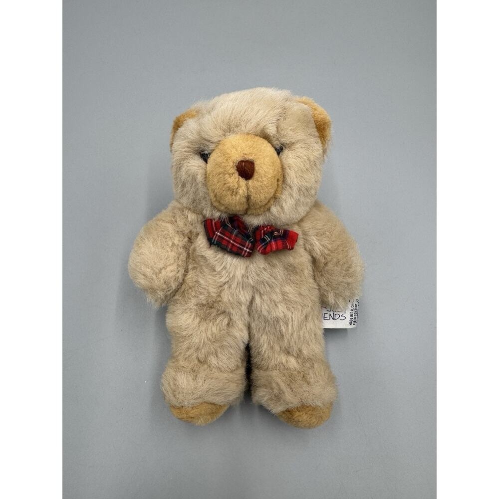 Vtg 1993 Chosun Just Friends Stuffed Brown Teddy Bear Plush 8" W/ Bow Tie